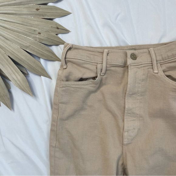 Mother The Hustler Ankle Fray Out Of Nowhere Beige Cream Tan Raw Hem Jeans Pants - Picture 4 of 12